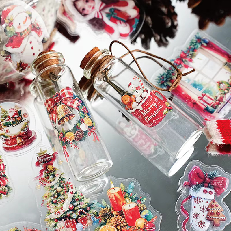 Mr. Paper Weihnachtsaufkleber mit süßen Weihnachtsmädchen und Winterlandschaften, 15 Blatt, Mehrfarbig - Bild 1