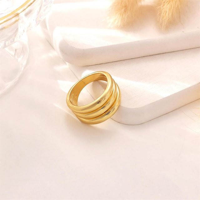 amofa Ring, Edelstahl, 18 Karat vergoldet, Gold, Damen, Verlobung - Bild 1