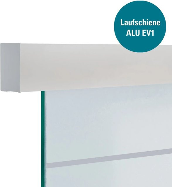 Novadoors Schiebetür Ontario Glas-Set mit Muschelgriff und Softeinzug, Transparent/Weiß, Breite: 93,5 cm - Bild 1