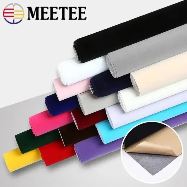 Selbstklebender Velours-Stoff aus synthetischem Leder von Meetee in Schwarz oder Mehrfarbig, Dicke: 0,5 mm, B: 145 cm - Bild 1