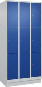 C+P Schließfachschrank Classic PLUS mit Sockel und 3 Abteilen, Farbe Grau und Enzianblau, B/T/H: 90 x 50 x 195 cm - Bild 1