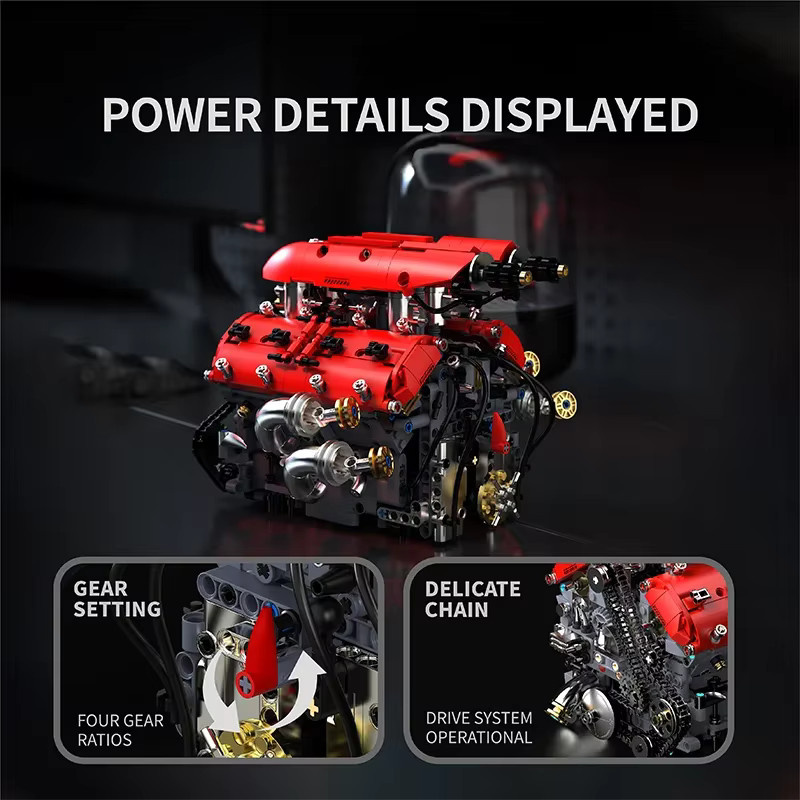 HUATEC V8-Turbo-Motor-Bausteinmodell, Fahrzeuge, 1.370 Teile, ab 8 Jahren - Bild 2