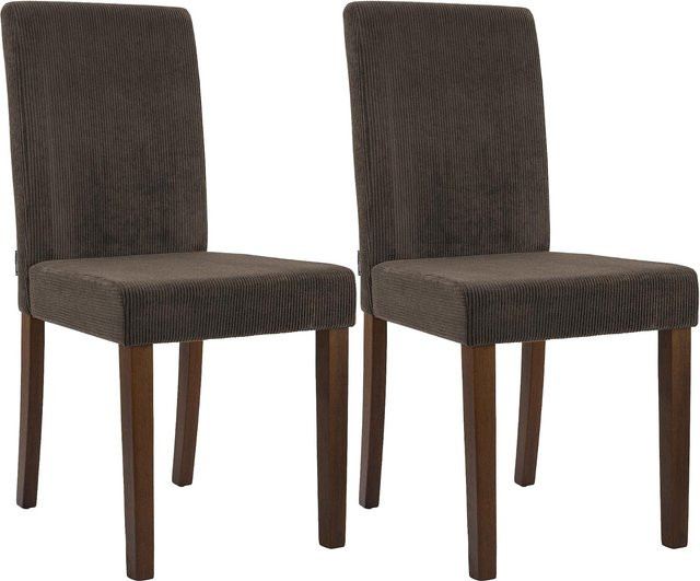 CLP Esszimmerstuhl 2er Set Ina gepolstert mit Cordbezug und Holzgestell - Bild 1