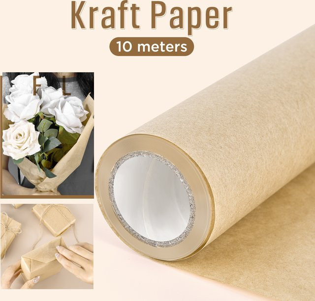 Braune Kraftpapierrolle für Geschenkverpackungen und DIY-Projekte, 10 m Länge - Bild 1