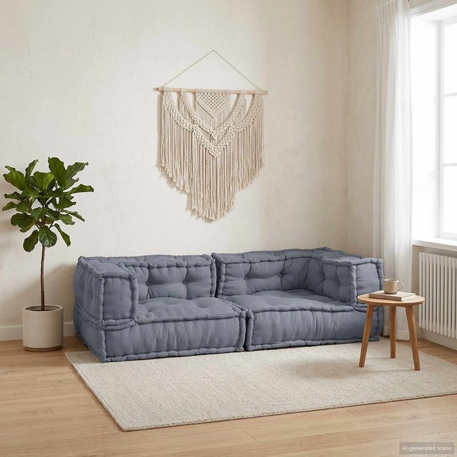Modulares L-Shape Sofaset aus 3 Teilen von Yiwydaa in Grau mit Stoffbezug, Breite: 140 cm, Tiefe: 70 cm, Höhe: 36 cm - Bild 1