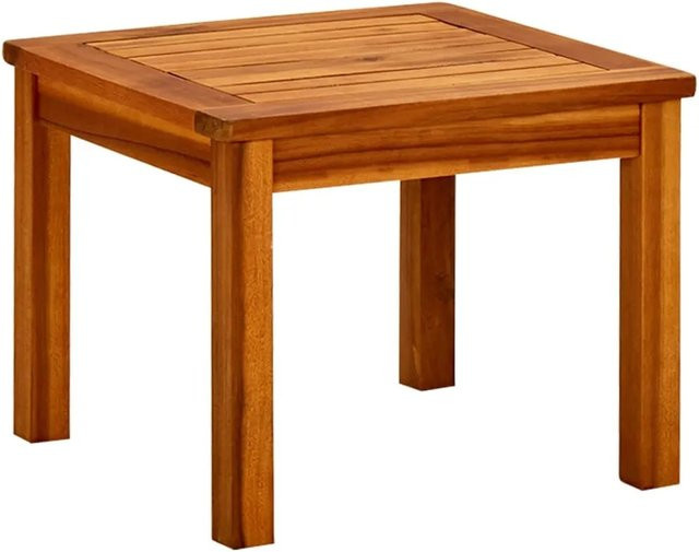 vidaXL Garten-Couchtisch aus Akazie-Massivholz in Braun mit Lattendesign, B/T/H: 45 x 45 x 36 cm - Bild 1