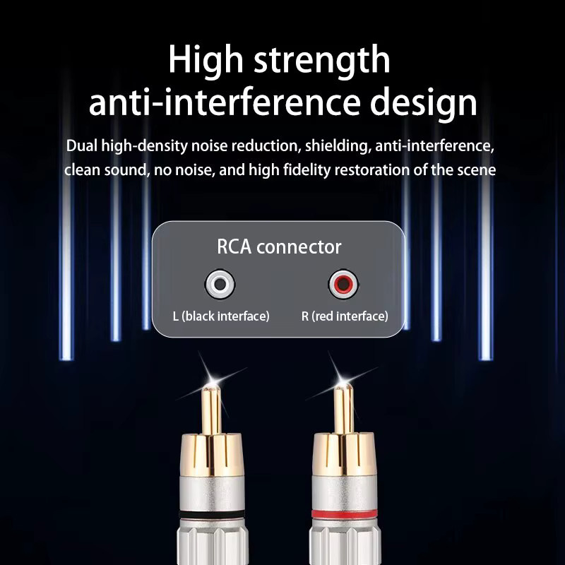 Yytcg Stereo-Audio Kabel RCA auf RCA mit vergoldeten Steckern für Heimkino und Verstärker, Farbe: Gold - Bild 2