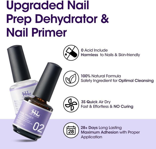 HL Nagel-Dehydrator und Primer, säurefrei, für Acryl- und UV-Gel-Nagellack - Bild 1