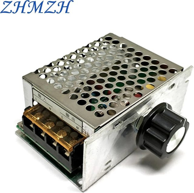 Elektronischer Thyristor-Dimmer 4000 W Spannungsregler mit Drehzahlregelung und Thermostat in Silber - Bild 1
