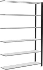 Schulte Anbauregal Büro-Steckregal MULTIplus85 mit 6 Fachböden und Kreuzstrebe, Farbe Schwarz/Lichtgrau, H x B x T: 200 x 130 x 30 cm - Bild 1