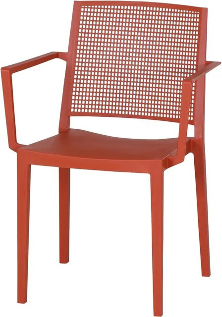 Siena Garden Stapelstuhl Square mit Armlehnen in Rot aus Polypropylen - Bild 1