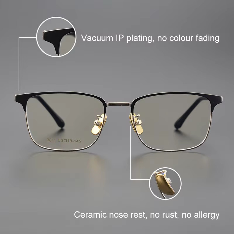 BLMUSA Lesebrille, Titan, Vollrand, rechteckig, Herren, Blaulichtfilter - Bild 2