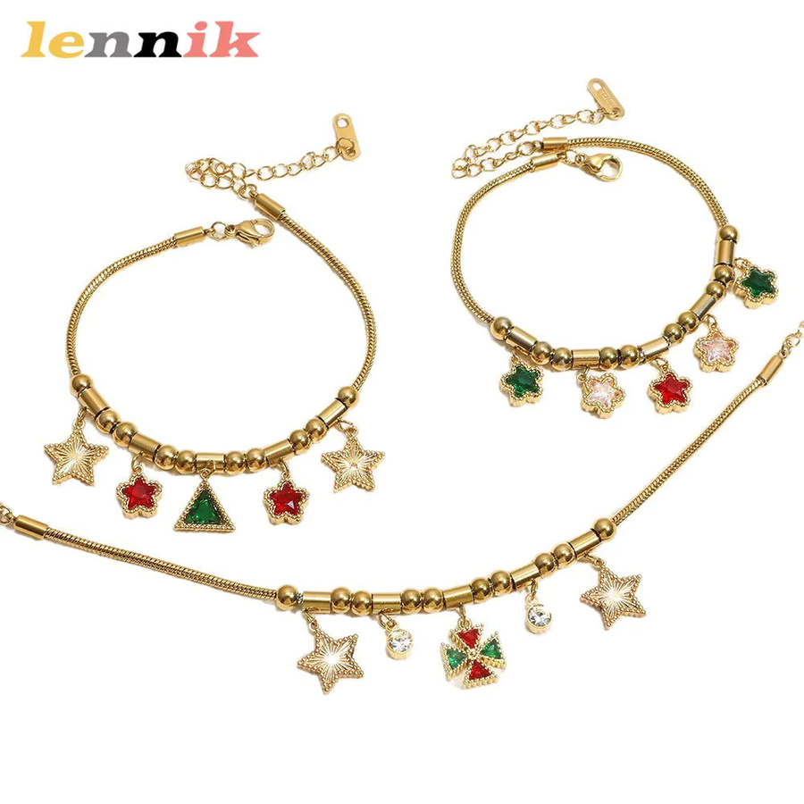 LENNIK Armband, Edelstahl, Smaragd, Zirkonia, Damen, Gold - Bild 3