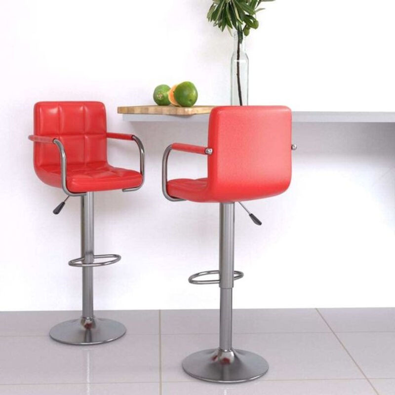 Set aus 2 Barhockern von vidaxl in Rot aus Kunstleder mit Chrom-Elementen im modernen Design - Bild 1