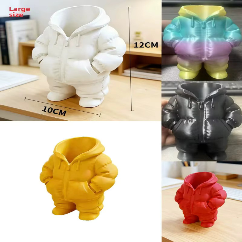 Kreativer 3D-gedruckter Stifthalter im Daunenjacken-Design als transparente Desktop-Aufbewahrungsbox für dein Zuhause - Bild 6