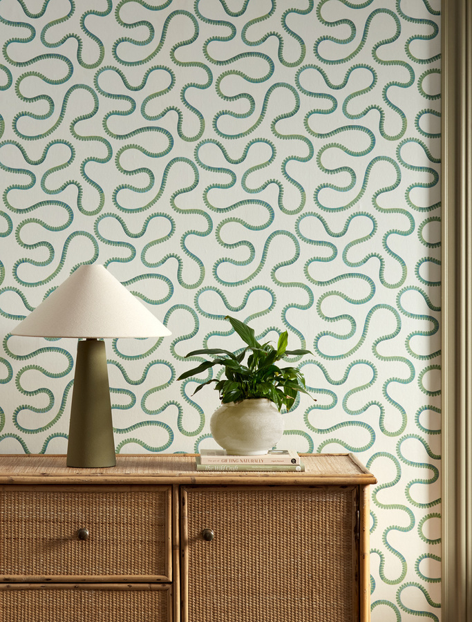 Scion Tapete Bimble in Evergreen mit abstraktem Mid-Century Design aus Vlies - Bild 1