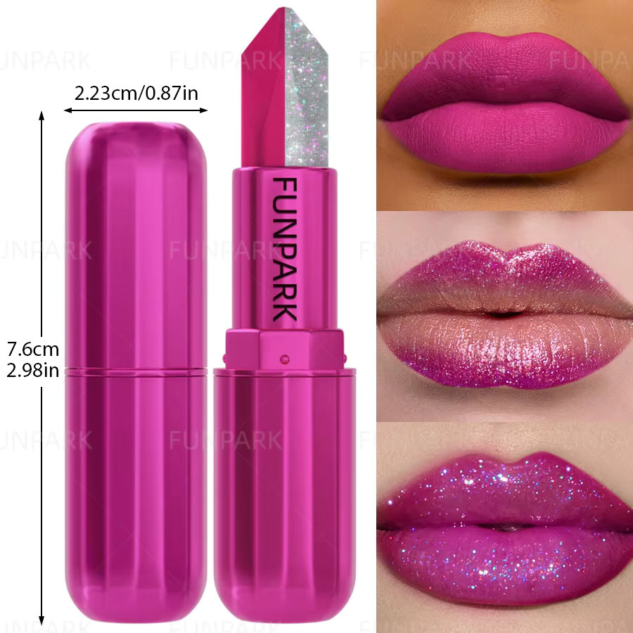 FUNPARK Lippenstift, Rosenrot, Matt, Zweifarbig mit Glitzer - Bild 3