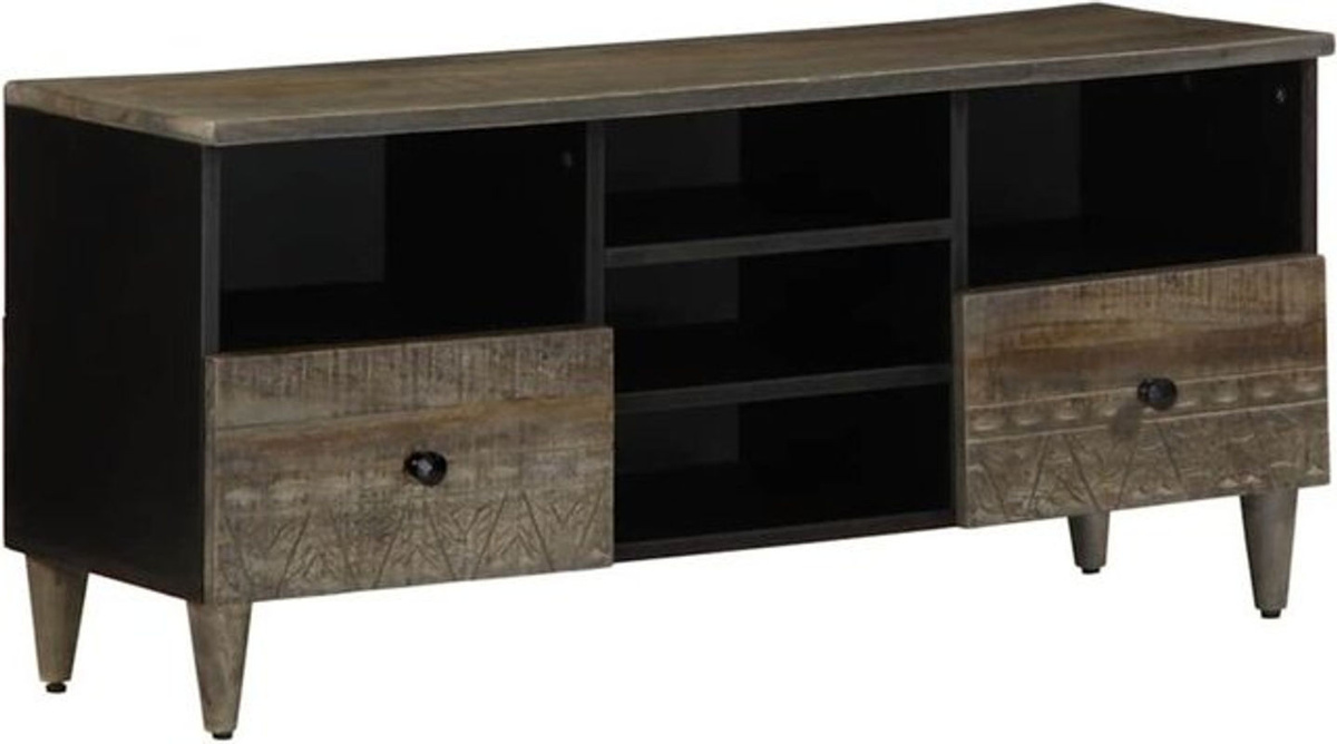 Vidaxl TV-Schrank aus Massivholz Mango im Retro-Design, B/T/H: 100 x 33 x 46 cm - Bild 1
