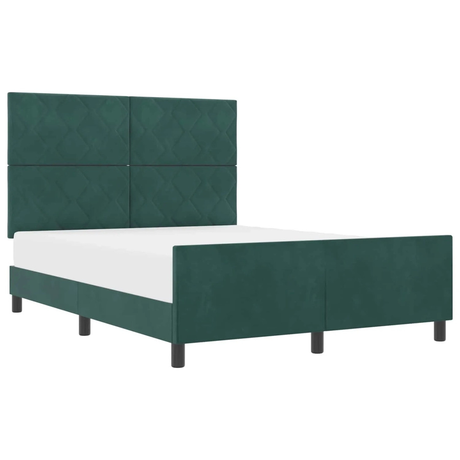 vidaXL Boxspringbett mit Kopfteil in Dunkelgrün aus Samt, B/T: 140 x 200 cm - Bild 2