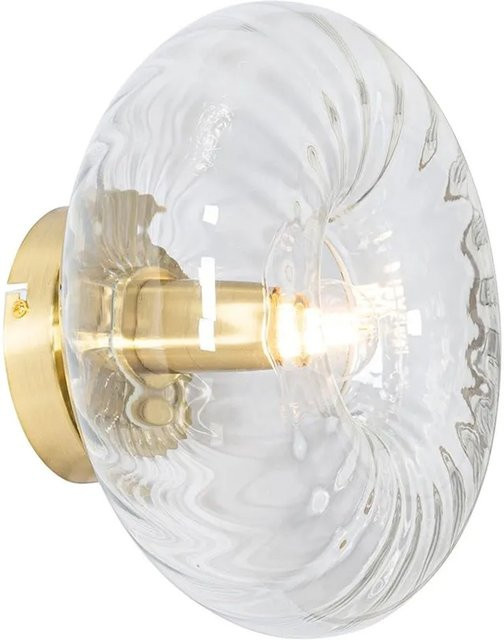 QAZQA Ayesha Art Deco Wandleuchte in Gold mit transparentem Glas und E27 Fassung - Bild 1