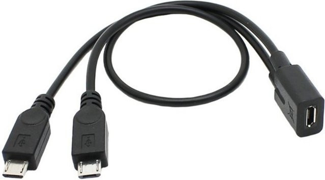 Robustes Micro-USB-Y-Splitterkabel in Schwarz zum gleichzeitigen Laden von zwei Micro-USB-Geräten - Bild 1