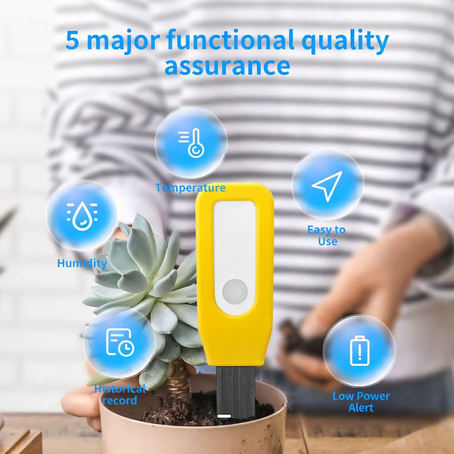 Tuya Smart Life WiFi Bodentemperatur- und Feuchtigkeitssensor in Gelb zur Echtzeit-Überwachung mit Verlaufsdaten - Bild 2