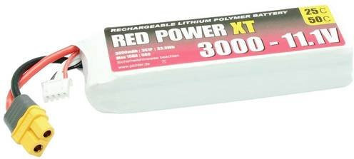 Red Power LiPo Akku Modellbau-Akkupack 11.1V 3000 mAh mit XT60 Anschluss in Rot/Weiß - Bild 1