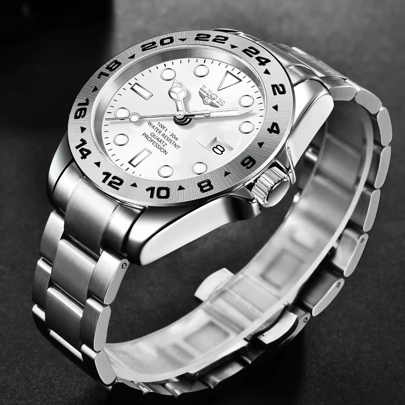 Lige Armbanduhr Edelstahl, Datum, Silber, Herren - Bild 2