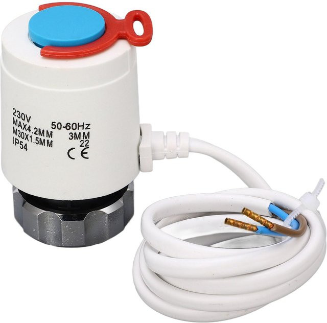 Elektrischer Stellantrieb für Heizkörperventile und Fußbodenheizung, Thermostatischer Austausch für Wasserverteiler, M30x1,5mm, 230VAC, Weiß - Bild 1