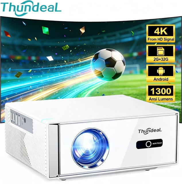 ThundeaL TD95W Android-Projektor mit 2GB RAM und 32GB Speicher, 1080P Full HD, 4K-kompatibel, WiFi 5G und Bluetooth für Heimkino und Meetings - Bild 1