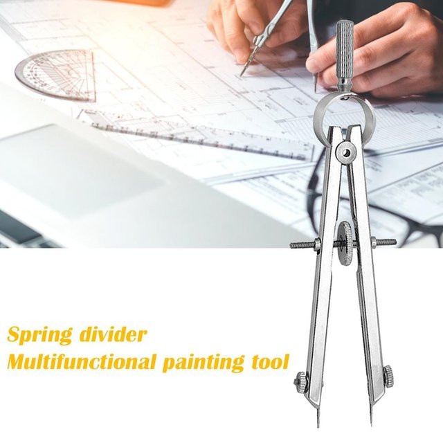 Multifunktionaler Zirkel und Federdiagramm-Planungslineal aus Metall in Silber - Bild 1