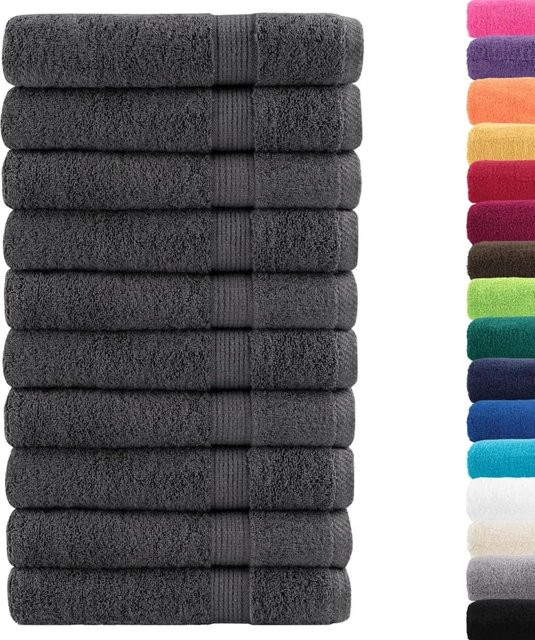 vidaXL Premium-Saunatücher SOLUND, 10er Set, Anthrazit, B/H: 80 x 200 cm, 600 g/m², Baumwolle Frottier mit Oeko-Tex Standard 100 - Bild 1
