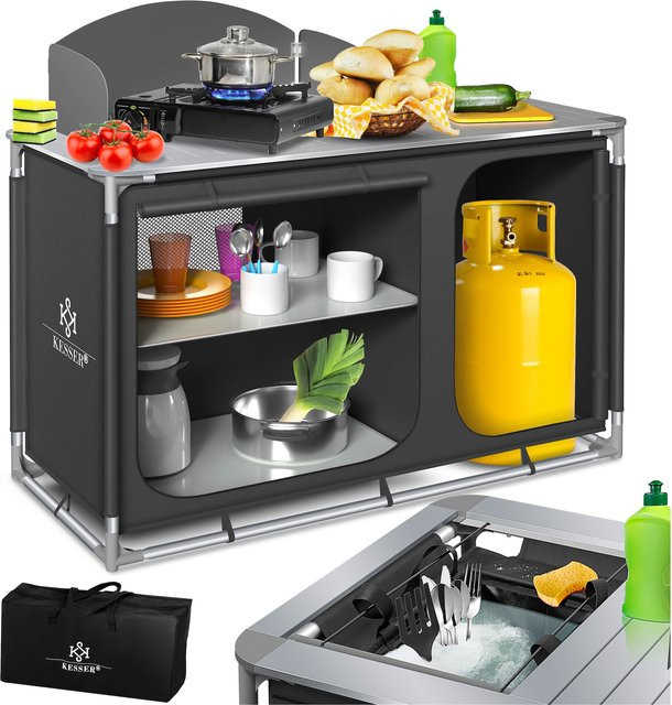 KESSER Campingschrank Campingküche mit Aluminiumgestell und Tragetasche für Outdoor und Camping - Bild 1
