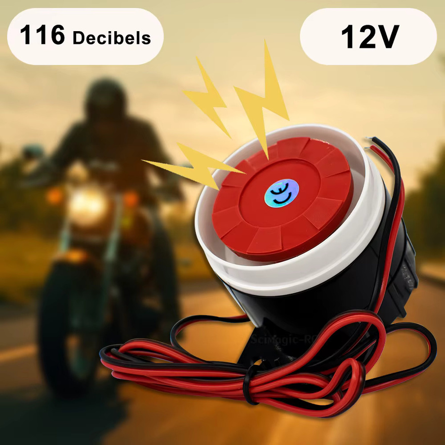 Scimagic-RC Piezoelektrischer Alarm-Sirenenmelder mit 120dB Hochleistungssirene und Autostart für den Diebstahlschutz, 12V kabelgebundenes Alarmsystem - Bild 6