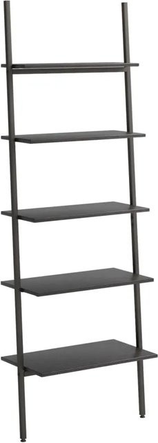 vidaXL Anlehnregal mit 5 Ablagen in Schwarz, B/T/H: 64 x 34 x 185,5 cm - Bild 1