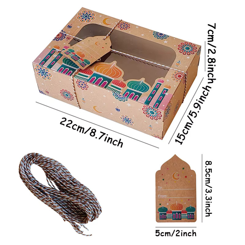 4 Stück Ramadan Mubarak Kraftpapier Verpackungsetiketten in Braun für Hochzeiten, Geburtstage und Partys - Bild 2