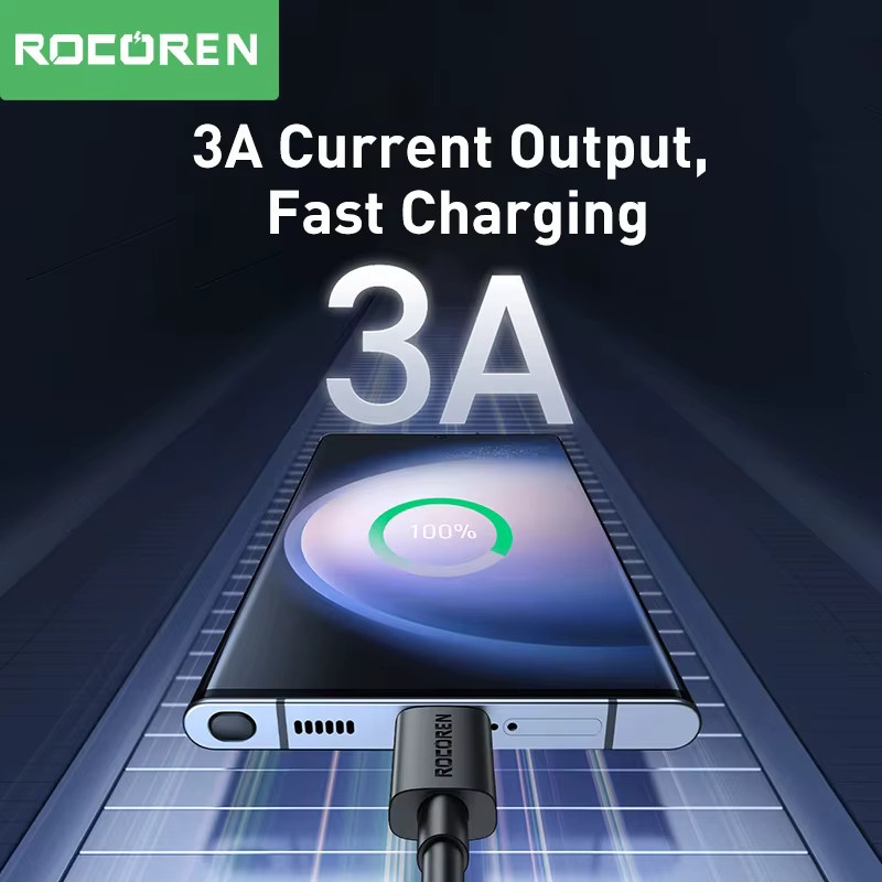 Rocoren USB Typ C Schnellladekabel für Xiaomi, Huawei und Samsung in Schwarz oder Grau - Bild 3