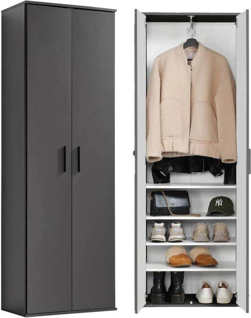 mokebo Garderobenschrank Mehrzweckschrank in Anthrazit mit Kleiderstange und Regalböden, H x B x T: 180 x 60 x 34 cm - Bild 1