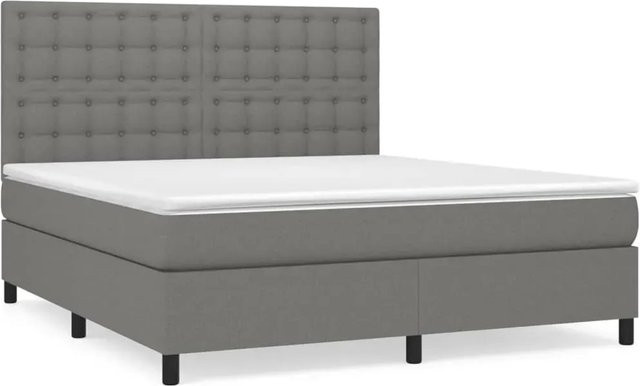 vidaXL Boxspringbett mit Matratze Hybrid-Design in Dunkelgrau, B/T: 180 x 200 cm - Bild 1