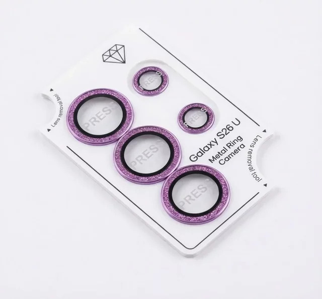 Glitzer Bling Rückfahrkamera-Schutz aus gehärtetem Glas für Samsung S26 Ultra Pro Edge S25 S24 S23 Ultra Plus in Purple - Bild 1