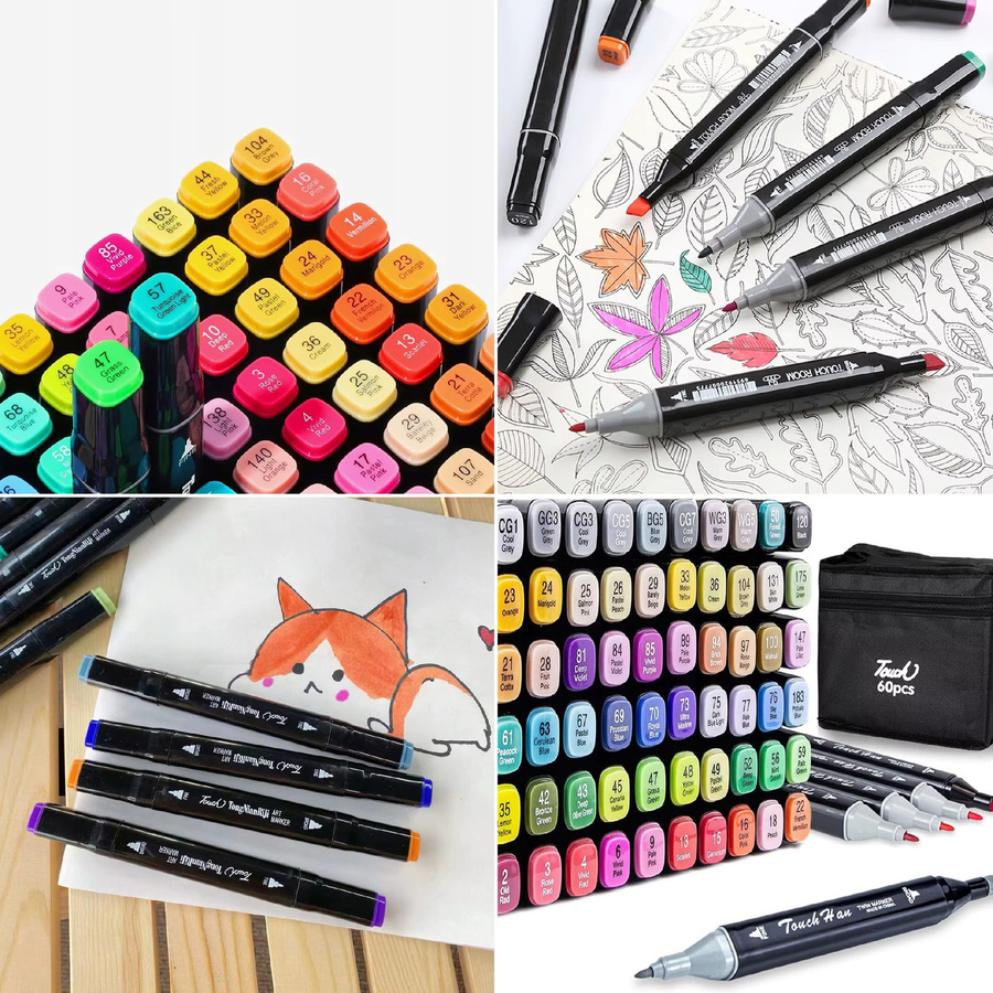 Alkoholmarker-Set mit 60 Farben und Doppelspitze aus Meißel- und Feinspitze für Manga-Illustrationen, Design und Zeichnen - Bild 6