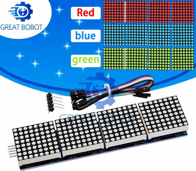 baishundianzi MAX7219 Dot Matrix-Modul 4-in-1-Display in Rot für Arduino-Mikrocontroller - Bild 1