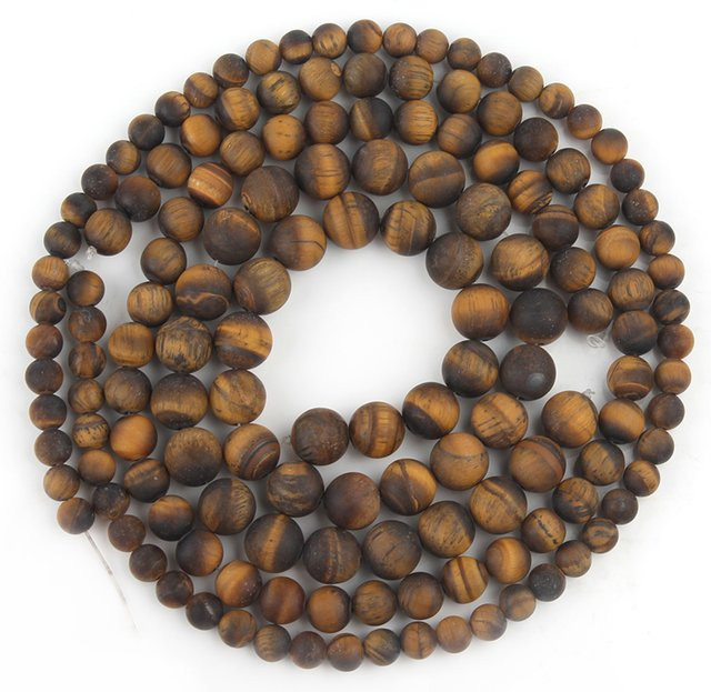 Lose Perlen Tigerauge, mattgelb, rund, 4–10 mm, 38,1 cm - Bild 1