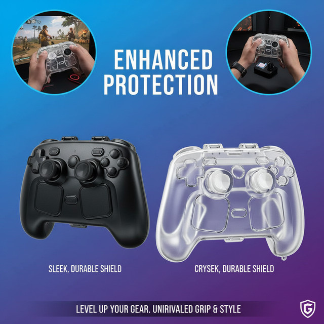 Transparente schwarze Schutzhülle für Steam Controller 2 mit Anti-Drop-Funktion - Bild 1