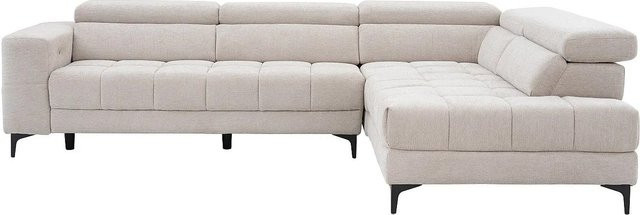 Vente-unique Relaxsofa Moniso in Beige, L-Form mit Stoffbezug und elektrischer Sitzfunktion, Breite: 298 cm - Bild 1