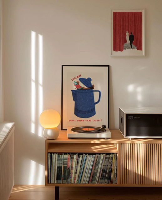 Digitaldruck Poster Twin Peaks Fisch im Perkolator im Risograph-Stil Blau - Bild 1