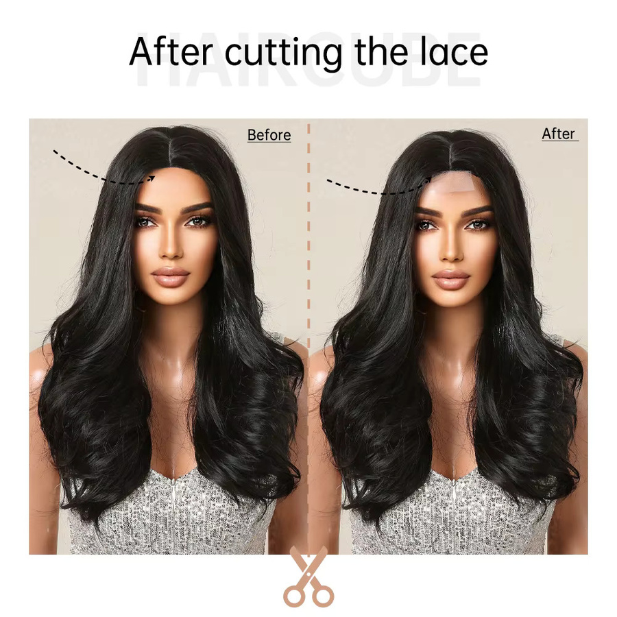 HAIRCUBE Synthetische Perücke, gewellt, dunkelschwarz, schulterlang - Bild 2