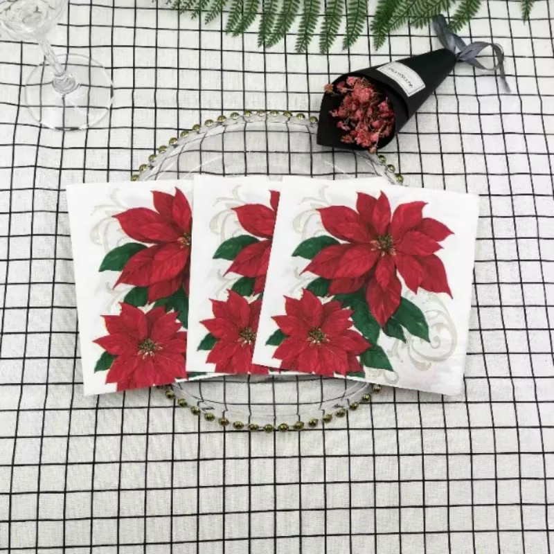 GUANYAO Weihnachtsstern Servietten, 2-lagig, 20 Stück, B: 33 cm - Bild 3