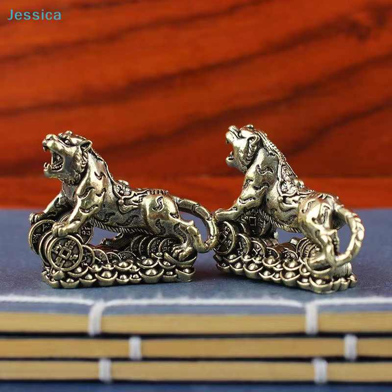 Jessica Messing-Tigerfigur auf Münzen in Gold als Feng-Shui-Statue für Reichtum und Schutz zur Dekoration von Zuhause und Büro - Bild 2