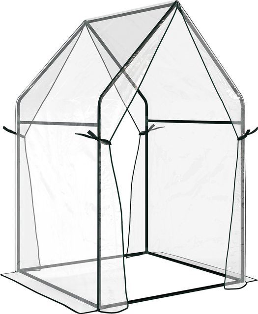 Outsunny Foliengewächshaus mit Doppeltür aus transparentem PE, winddichtes Treibhaus für deinen Garten, H x B x T: 145 x 90 x 90 cm - Bild 1